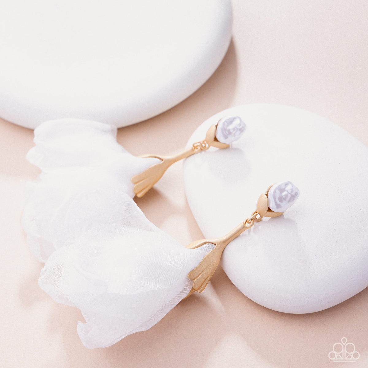 Corps de Ballet - Gold Earrings - White | Paparazzi Accessories