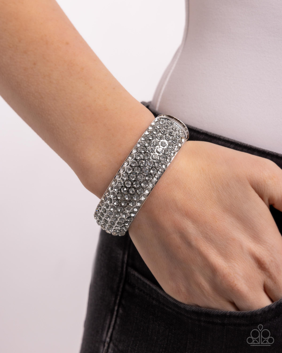 Triumphant Twinkle - White Hinge Bracelet | Paparazzi Accessories
