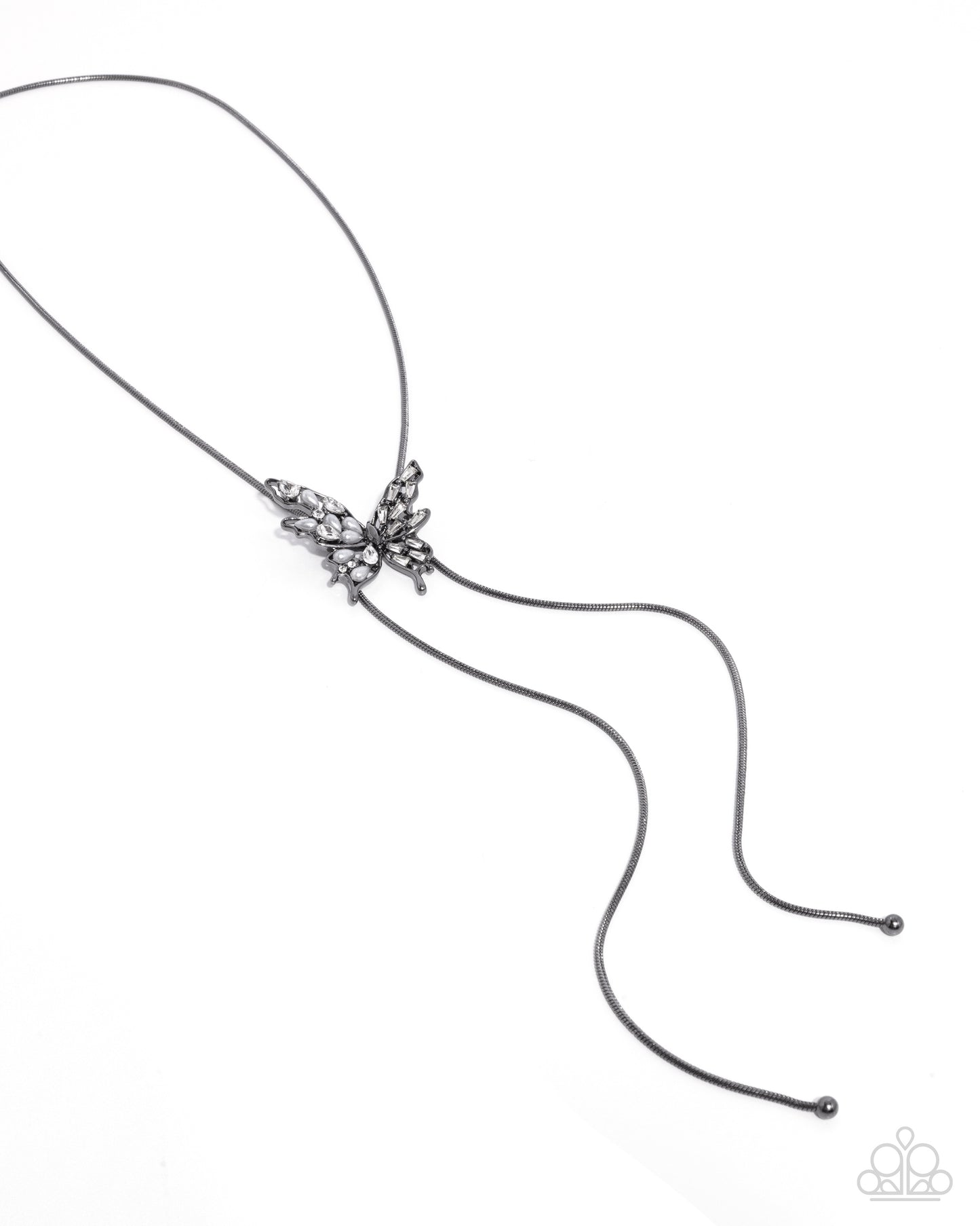Complete Look - Hopeful Hierarchy Black Necklace and Arial Allure Gunmetal Butterfly Ring - 2-piece Set - Paparazzi Jewelry Set | Paparazzi Accessories