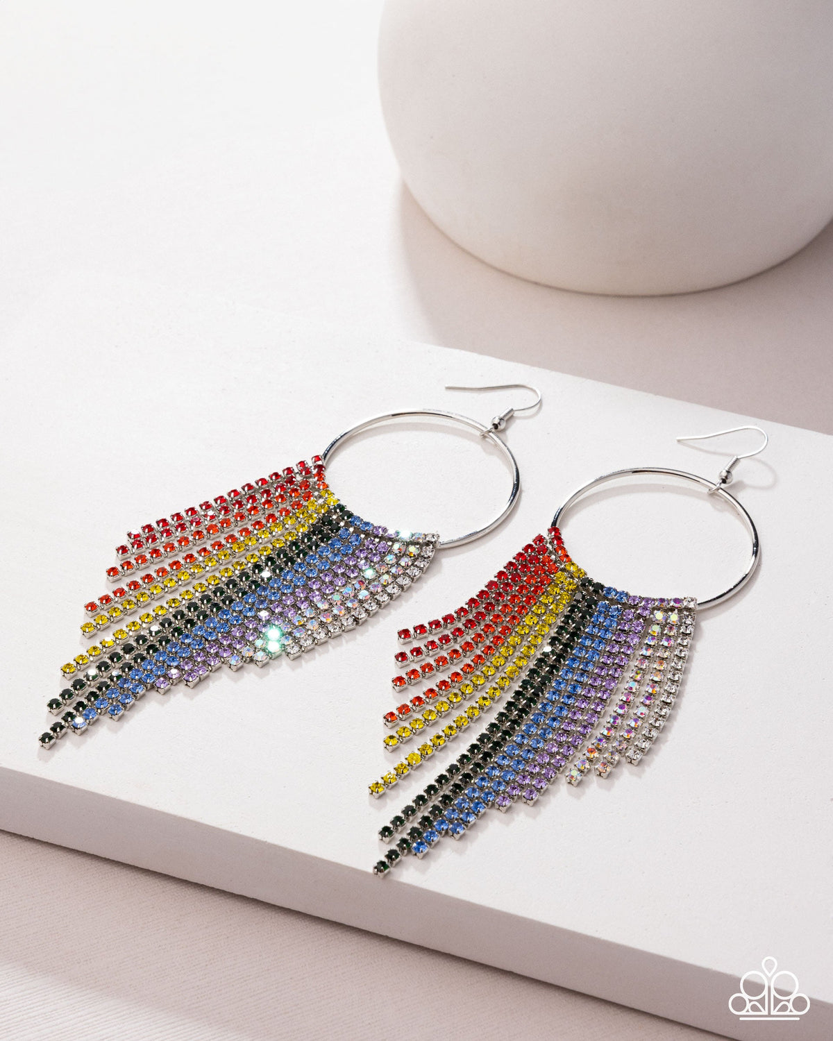 Streamlined Shimmer - Multi Earrings - Silver | Paparazzi Accessories