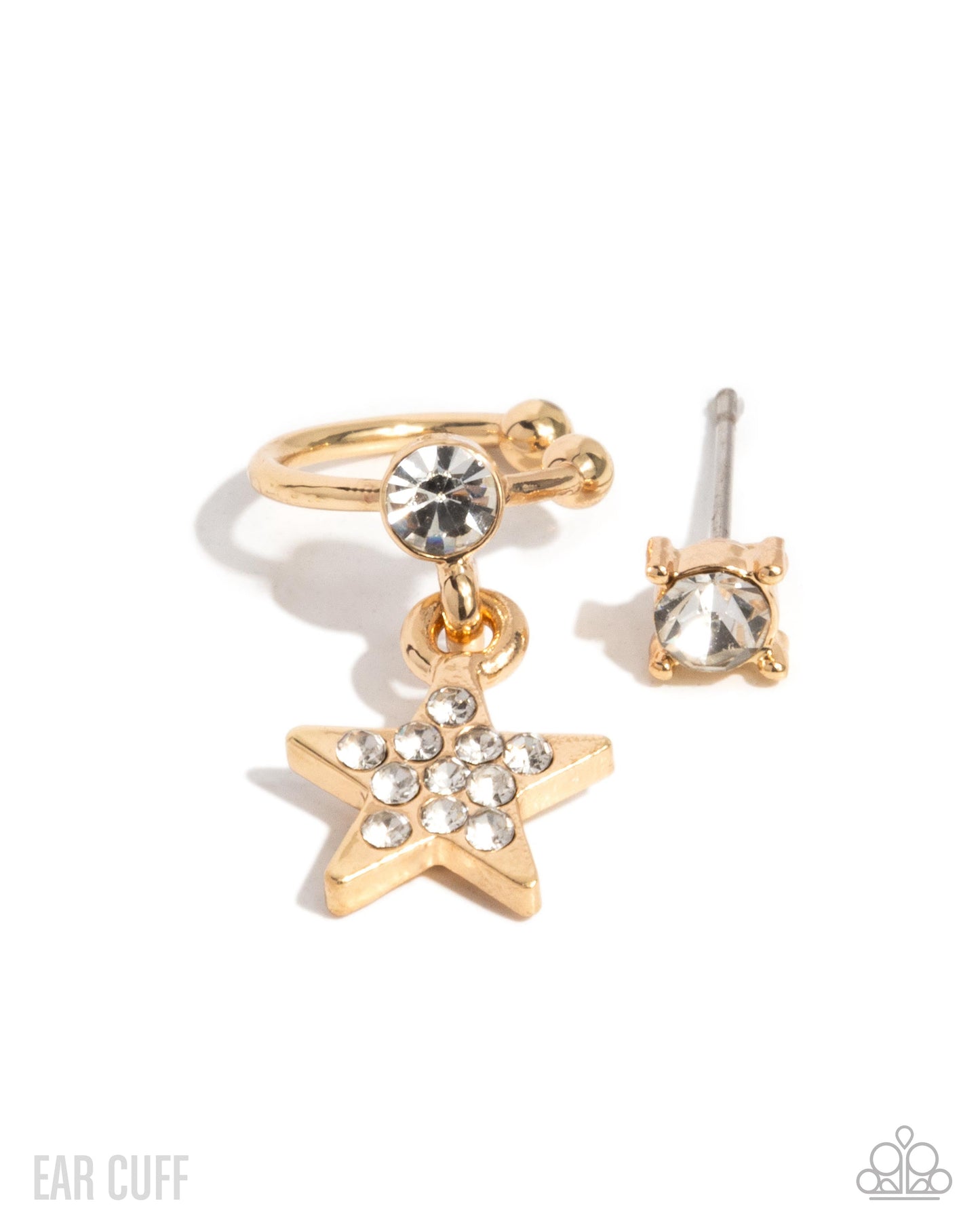 Cosmic Cool - Gold Earring and Cuff Bracelet - White | Paparazzi Accessories