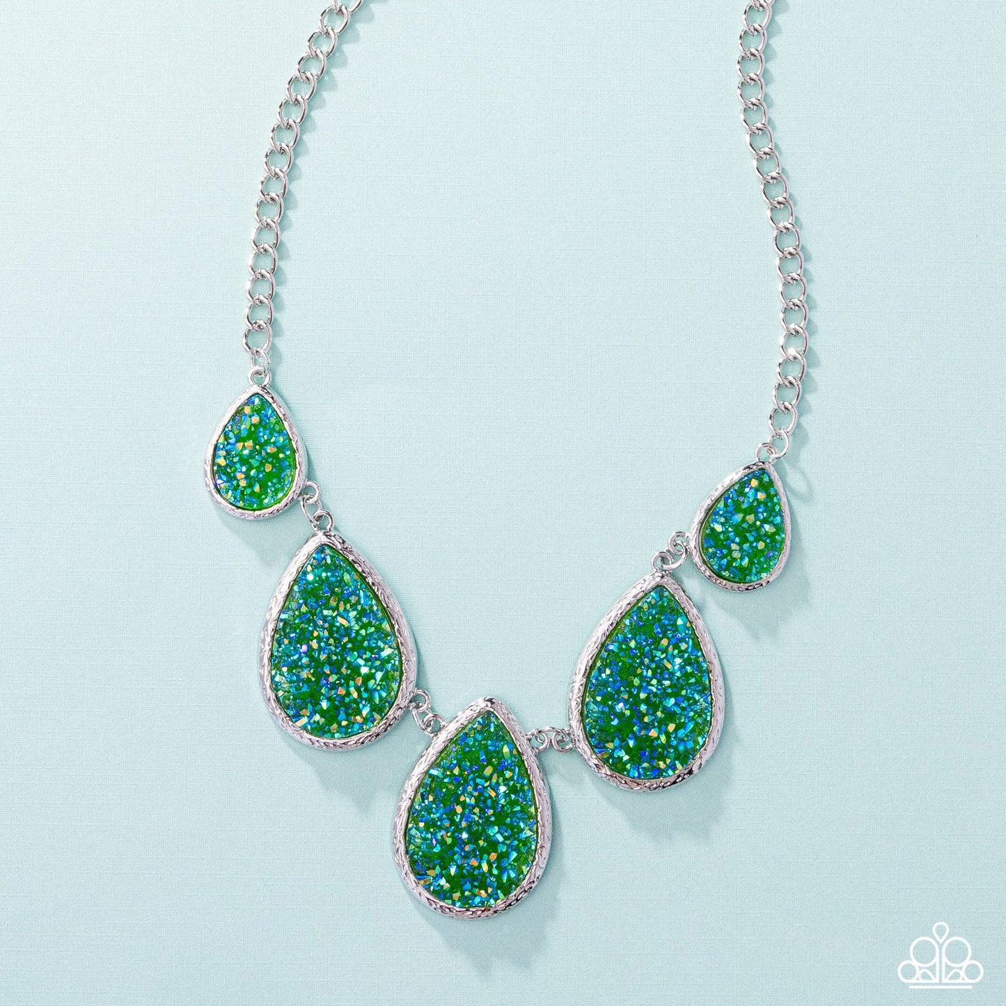 Geode Gamut - Green Multi Necklace - Silver | Paparazzi Accessories