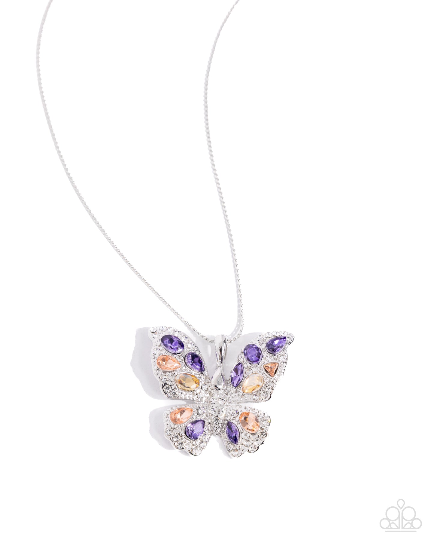 Complete Look - Aesthetic Admittance Purple Gem Silver Butterfly Silver Necklace and Aerial Admittance Ring - 2-Piece Set - Paparazzi Jewelry Set | Paparazzi Accessories