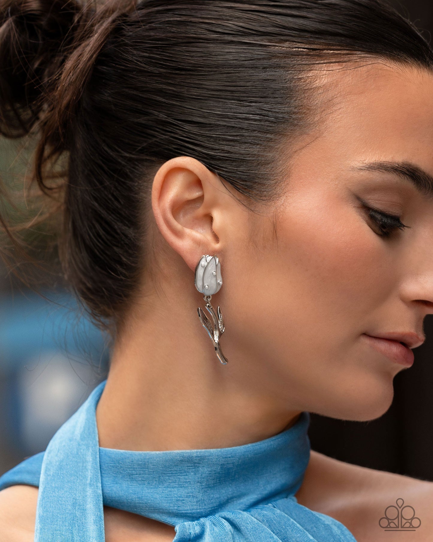 Timeless Tulip - White Earrings | Paparazzi Accessories