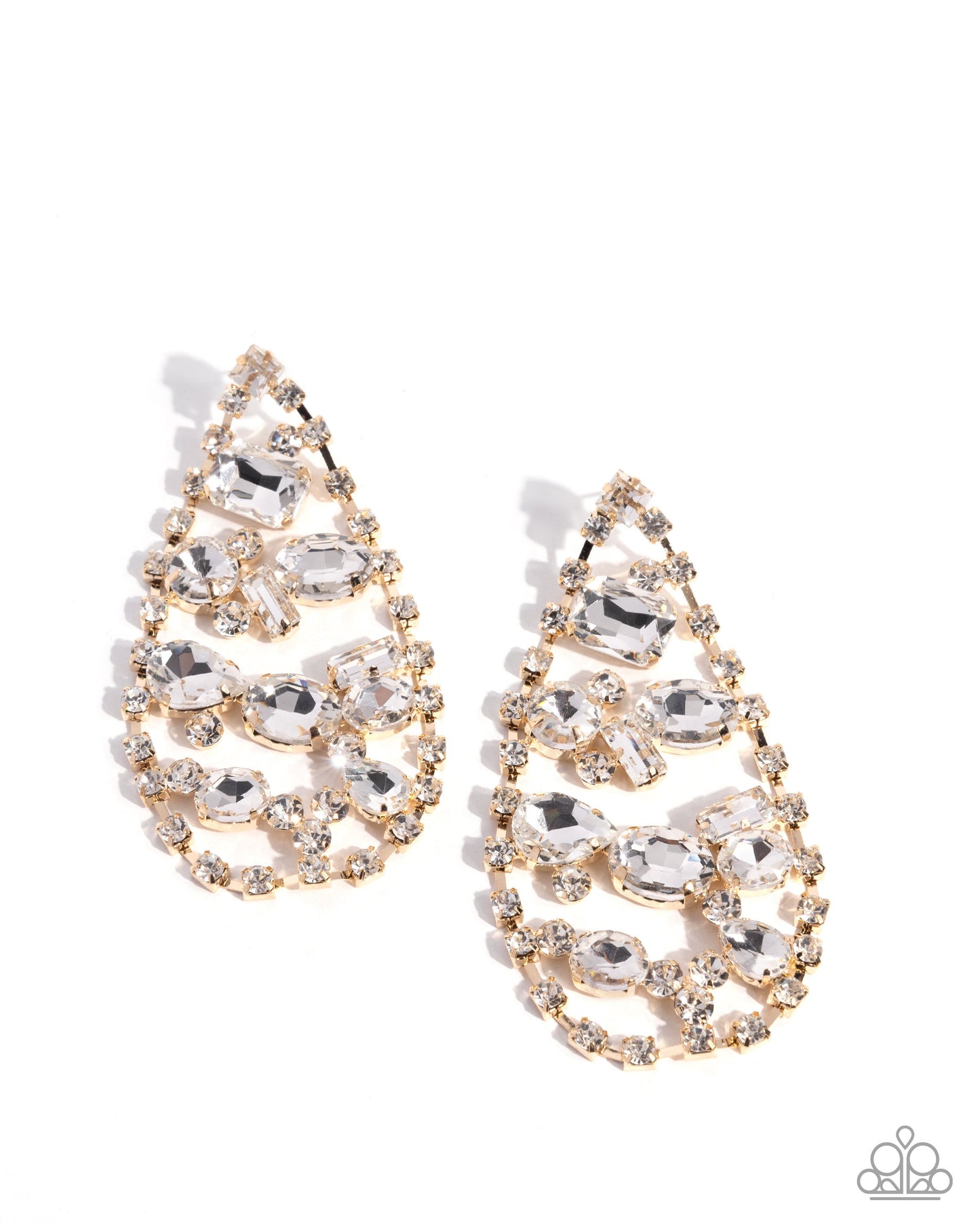 Giant Glitter - Gold Earrings - White | Paparazzi Accessories