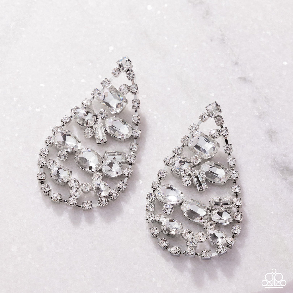 Giant Glitter - White Earrings | Paparazzi Accessories
