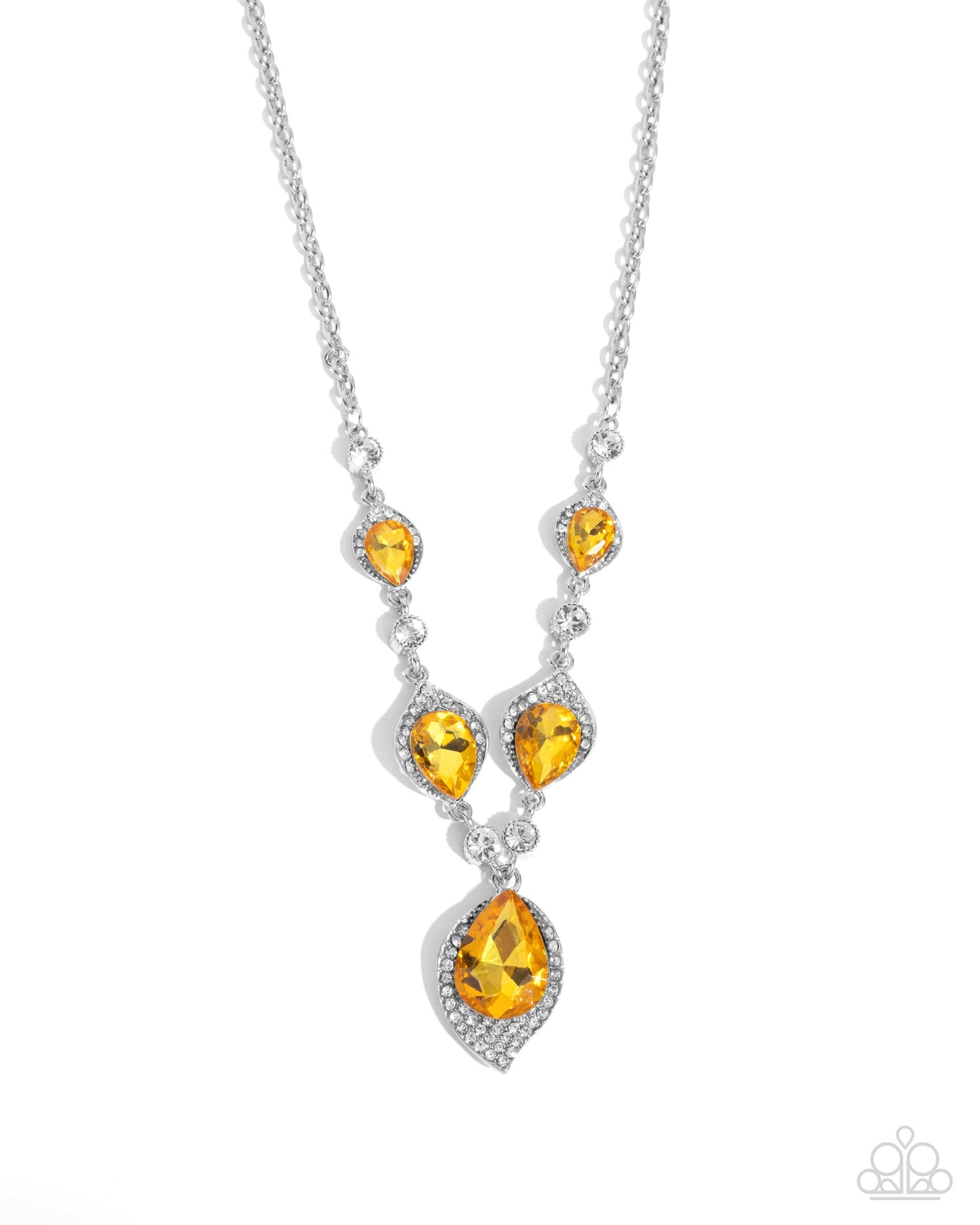 SPADES of Shimmer Necklace - Yellow - White | Paparazzi Accessories