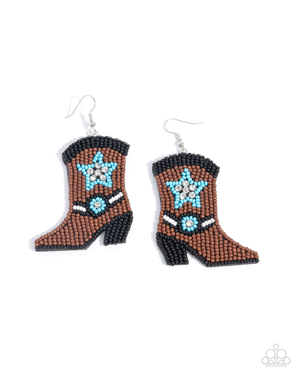 Beaded Boot - Brown Earring Earrings | Paparazzi Accessories