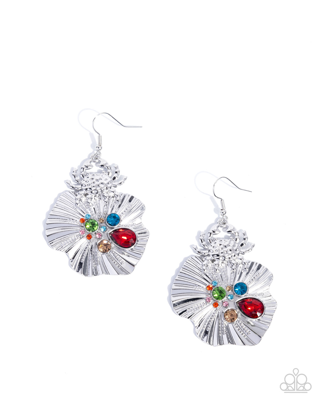Capricious Crab - Red Earrings - Silver | Paparazzi Accessories