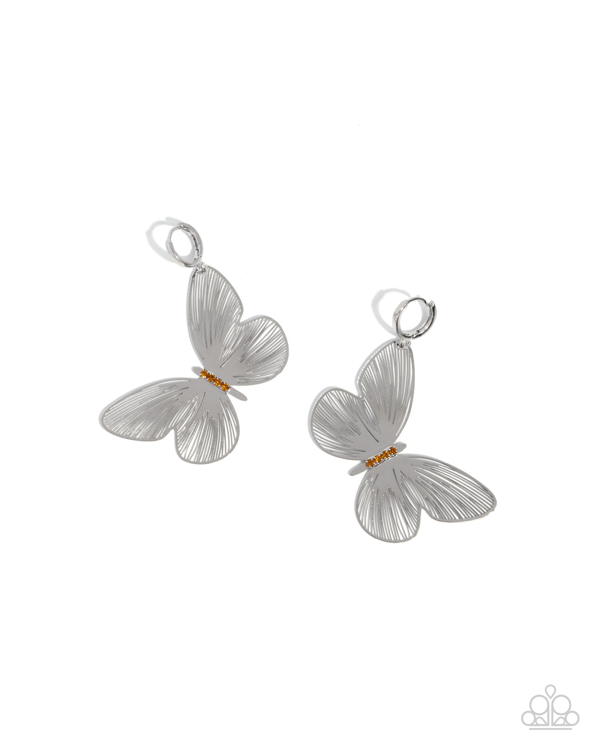 Fluttering Folk - Orange Earrings - Silver | Paparazzi Accessories
