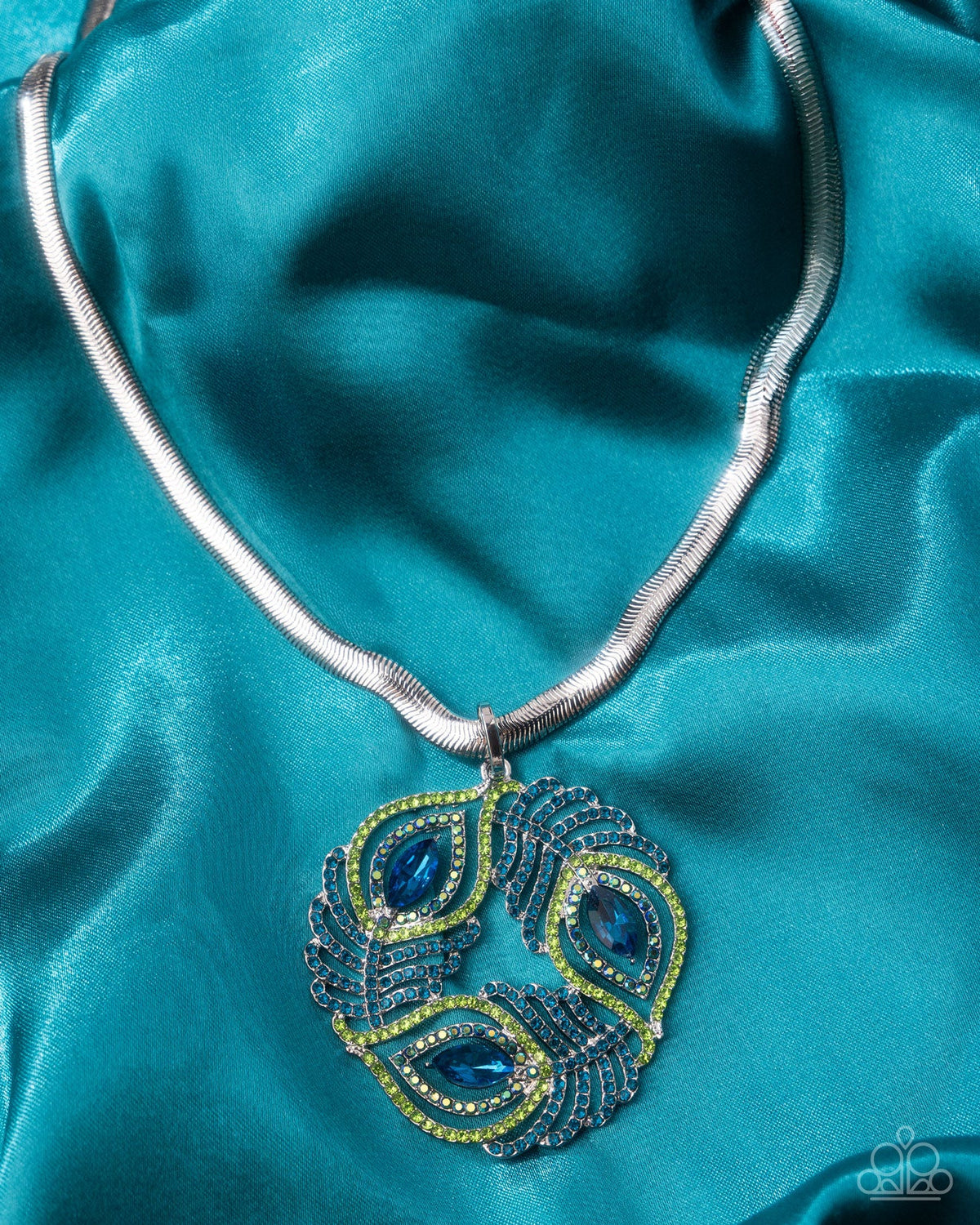 Peacock Patchwork - Multi Necklace - Silver | Paparazzi Accessories
