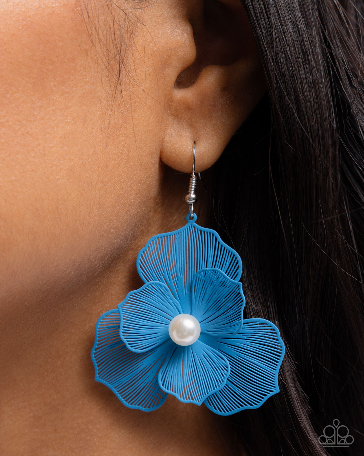 PETAL the Score - Blue Flower Earrings | Paparazzi Accessories