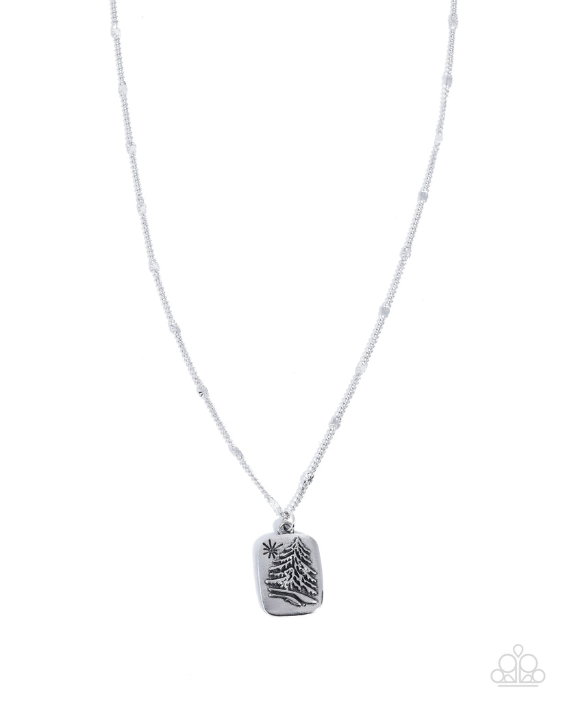 Pine Tree Prize - Silver Holiday Short Necklace | Paparazzi Accessories