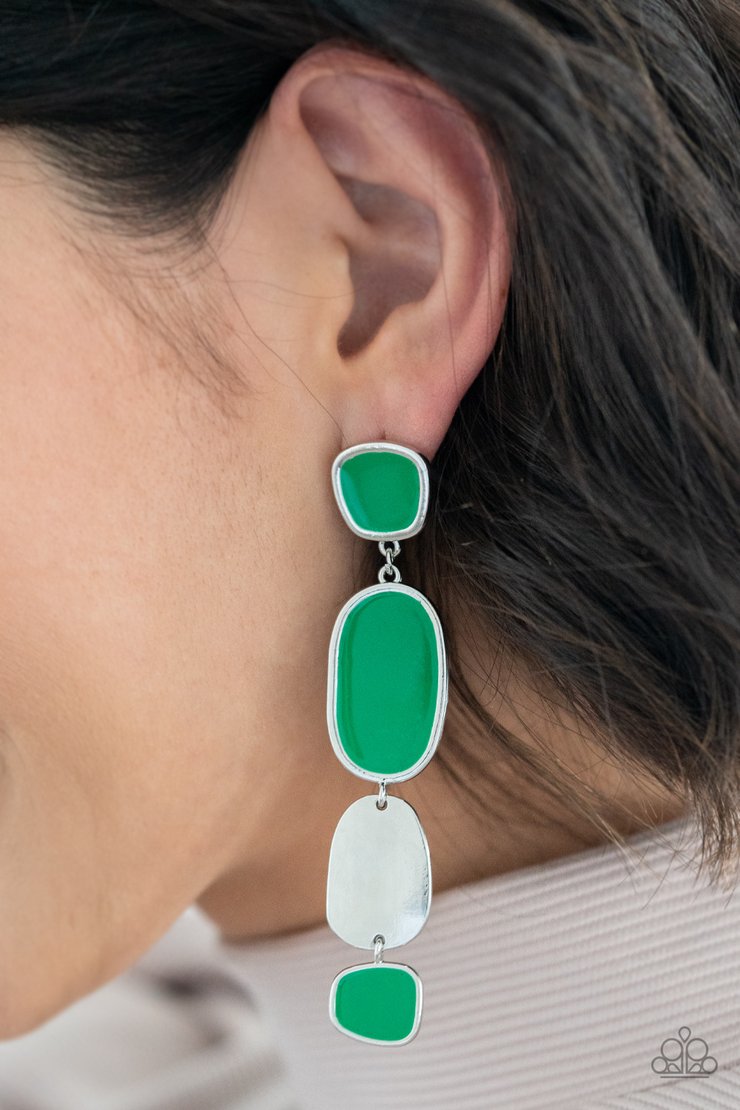 Paparazzi All Out Allure - Green Earrings - Pusher P