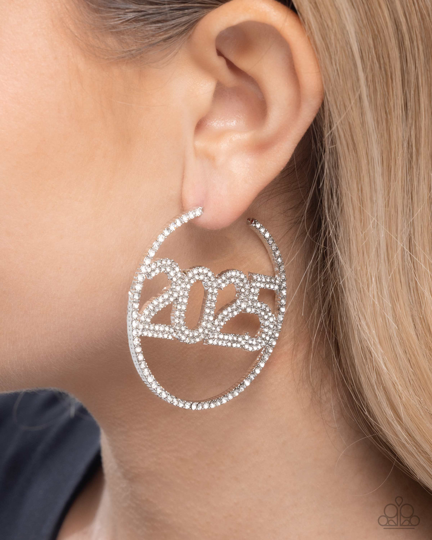 This is Gonna Be My Year - Silver Hoop Earrings - White | Paparazzi Accessories