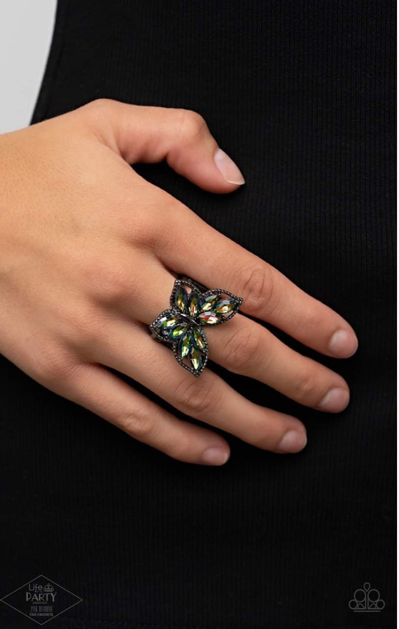 Paparazzi Fluttering Fashionista: Multi Ring - Pink Diamond Life of The Party Exclusive