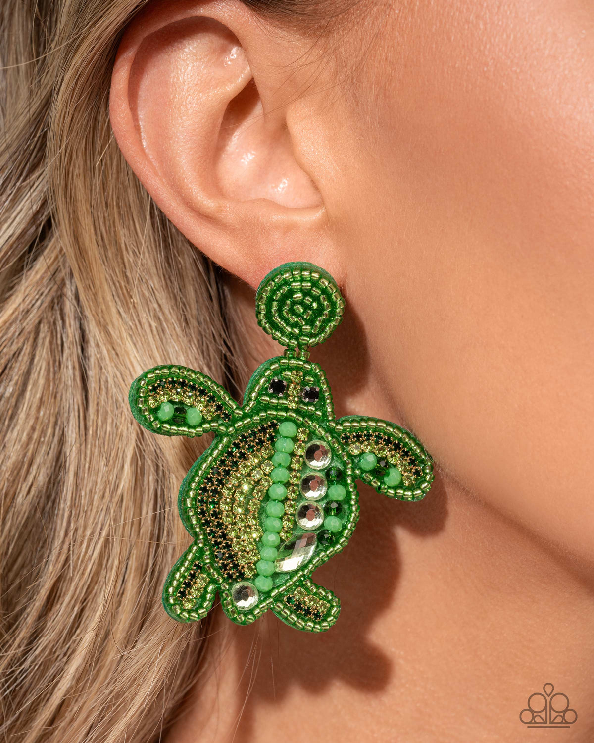 Turtle Tapestry - Green Earrings Life of the Party | Paparazzi Accessories