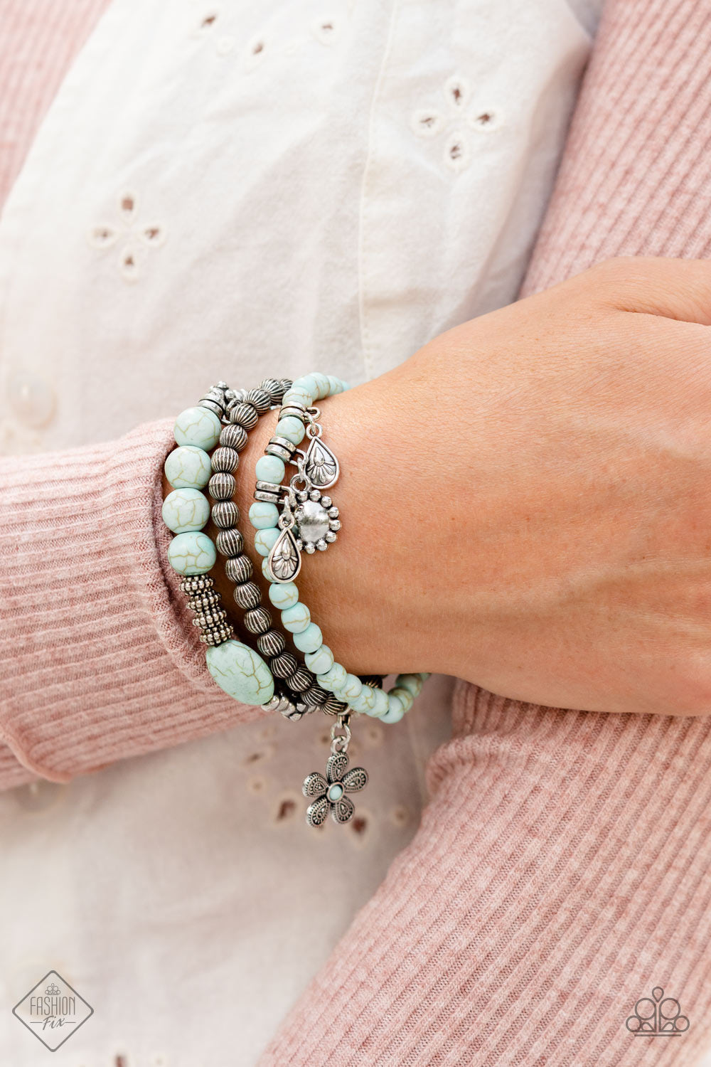 Individual Inflorescence - Blue Bracelet - November 2022-Fashion Fix | Paparazzi Accessories
