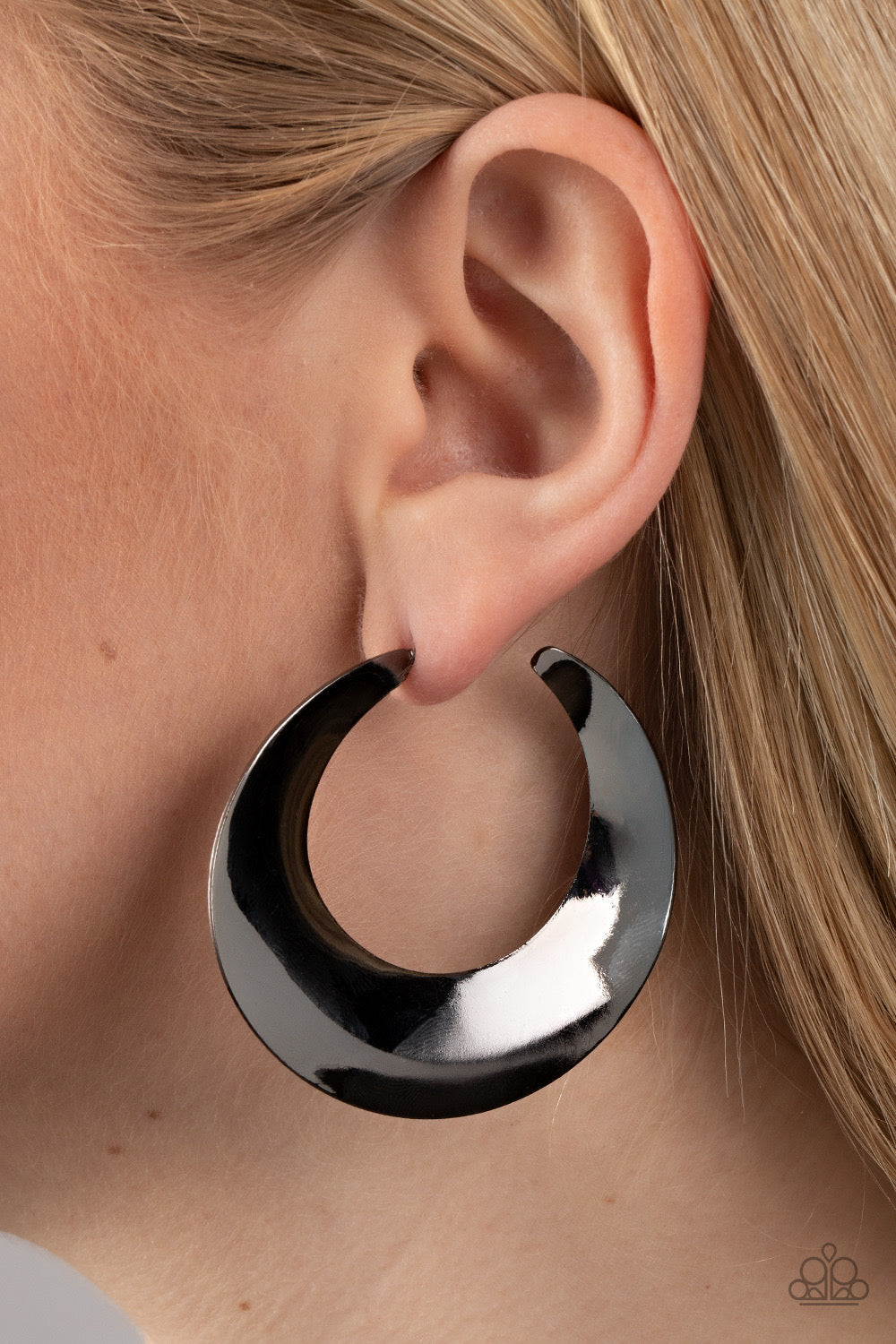 Paparazzi Power Curves - Black Earrings - Black Hoop Earrings - Paparazzi Jewelry Images