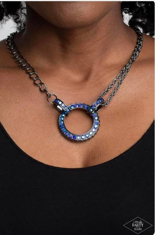 Razzle Dazzle - Blue Necklace - Pink Diamond Life of the Party