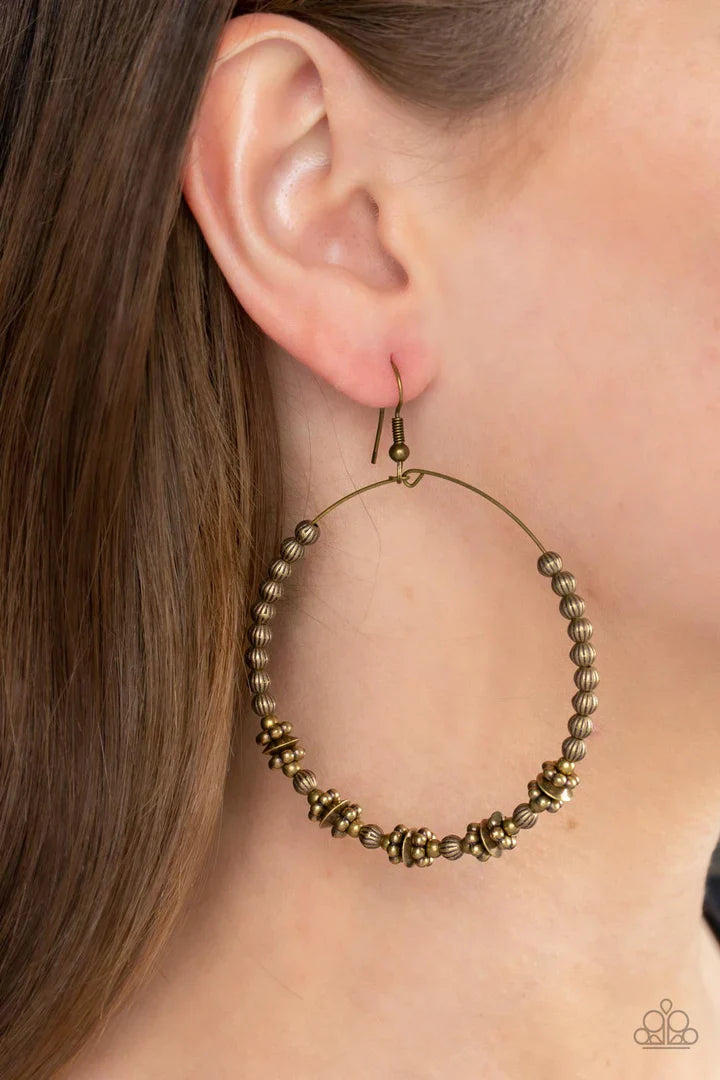 Paparazzi Simple Synchrony - Brass Earring Paparazzi Jewelry Images