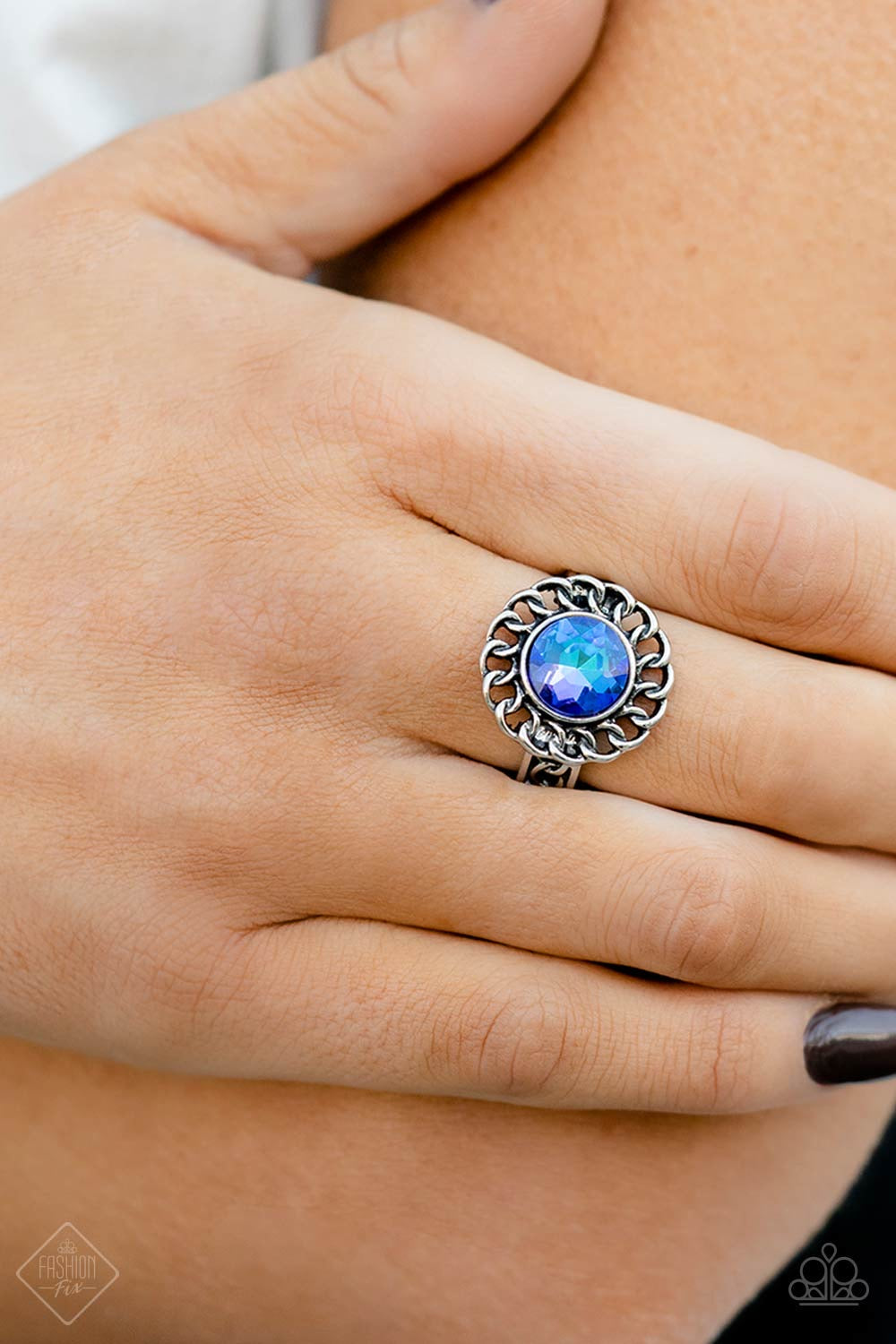 Paparazzi Round Table Runway - Blue Ring- December Fashion Fix-Paparazzi Jewelry Images