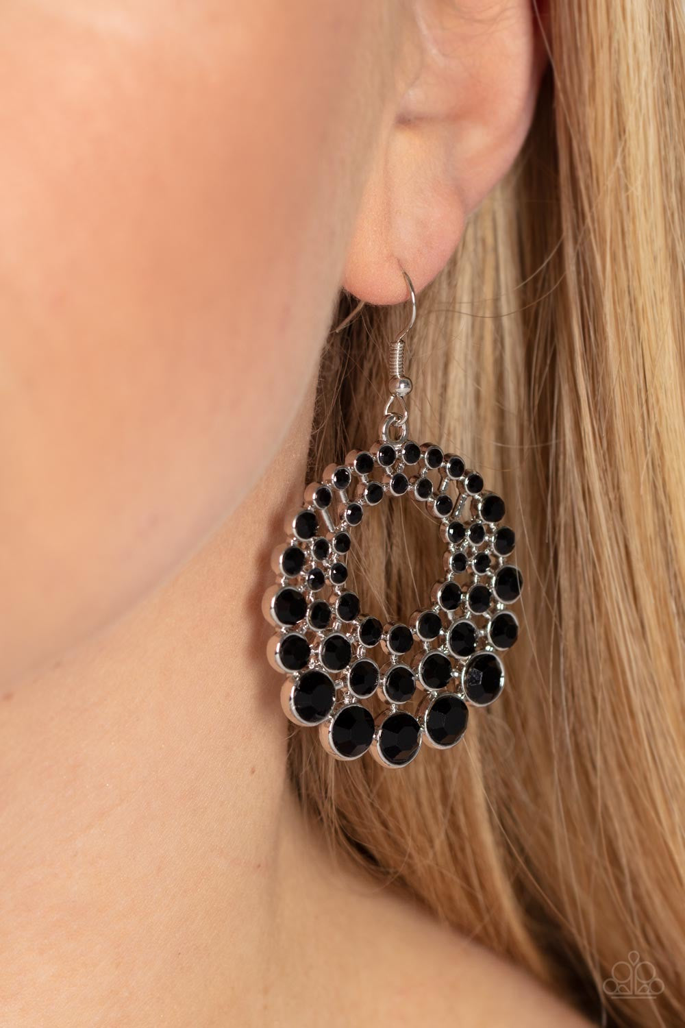 Paparazzi So Self-GLOW-rious - Black Earrings -Paparazzi Jewelry Images