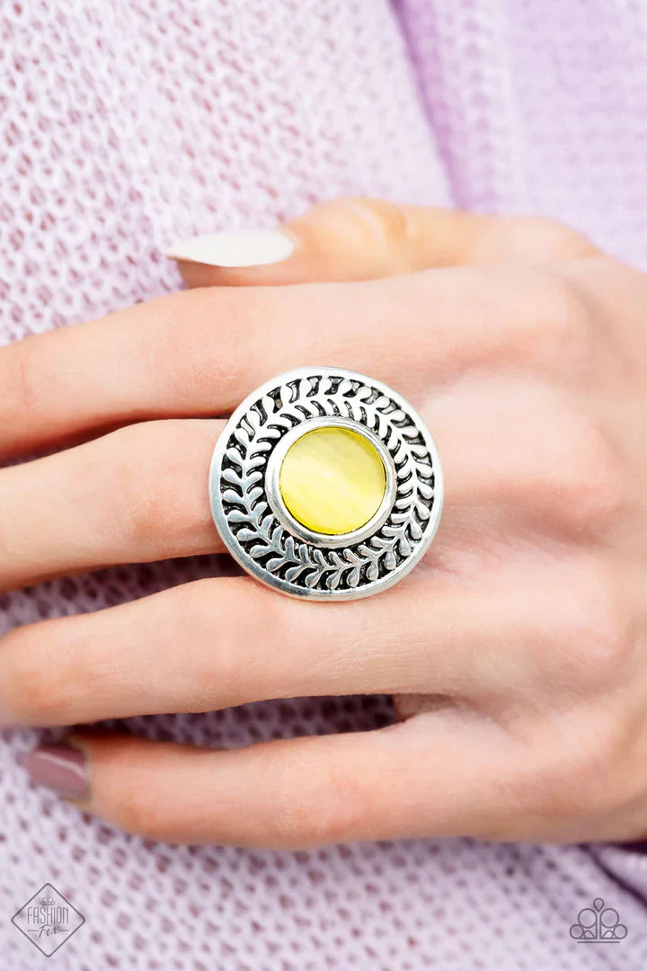 Garden Garland Yellow Ring - Silver | Paparazzi Accessories