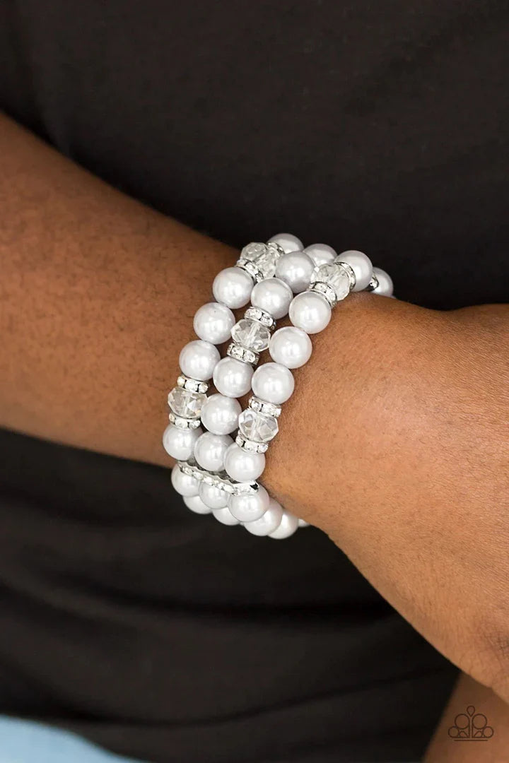 Paparazzi Undeniably Dapper - White Bracelets Paparazzi Jewelry Images