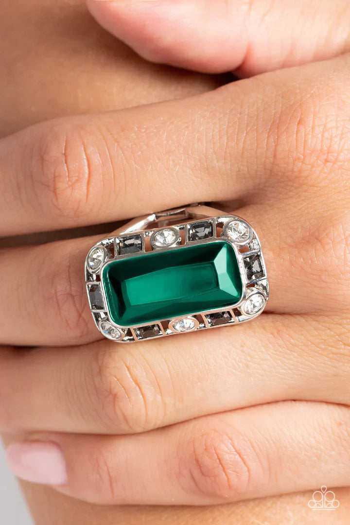 Radiant Rhinestones - Green Ring | Paparazzi Accessories