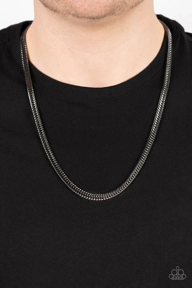 Black Necklace for Men - Paparazzi Downtown Defender - Black Necklace Paparazzi Jewelry Images