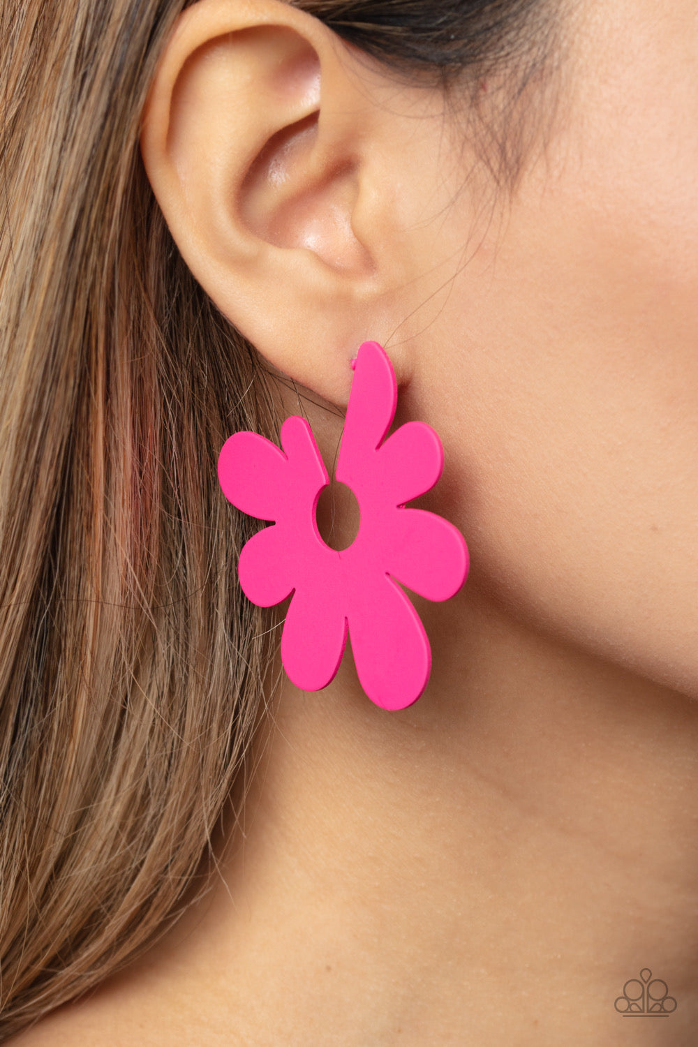 Paparazzi Flower Power Fantasy - Earrings Flower - Pink Earrings - Paparazzi Jewelry Images