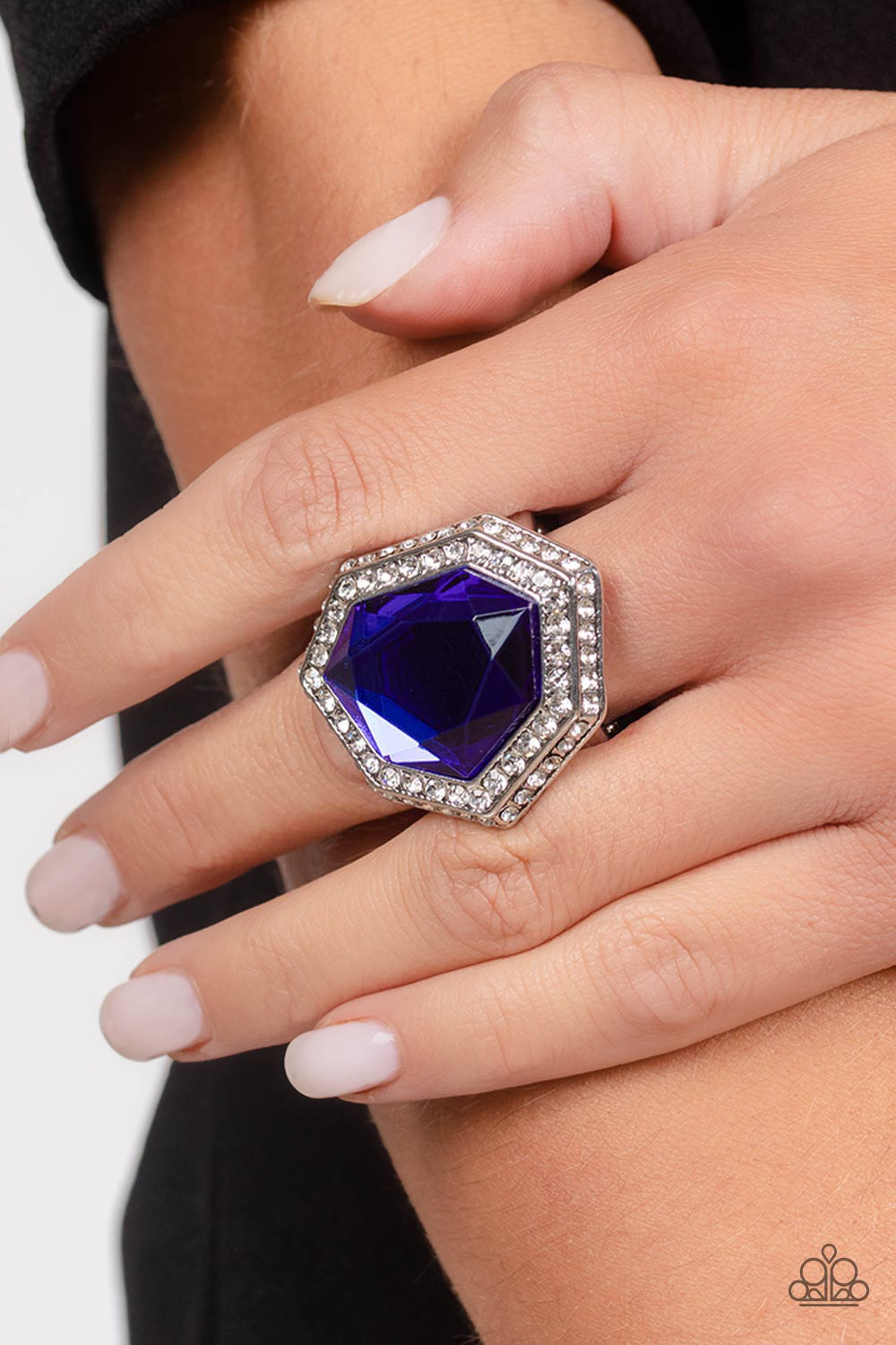 Smoldering Sass - Blue Ring - White | Paparazzi Accessories