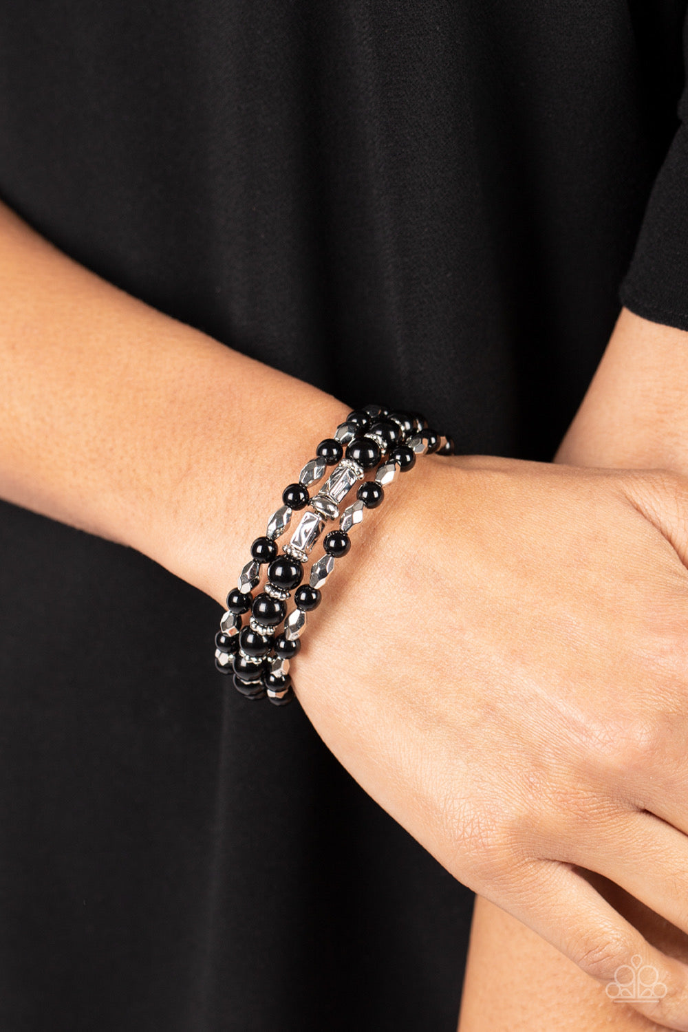 Colorfully Coiled - Black Bracelet | Paparazzi Accessories