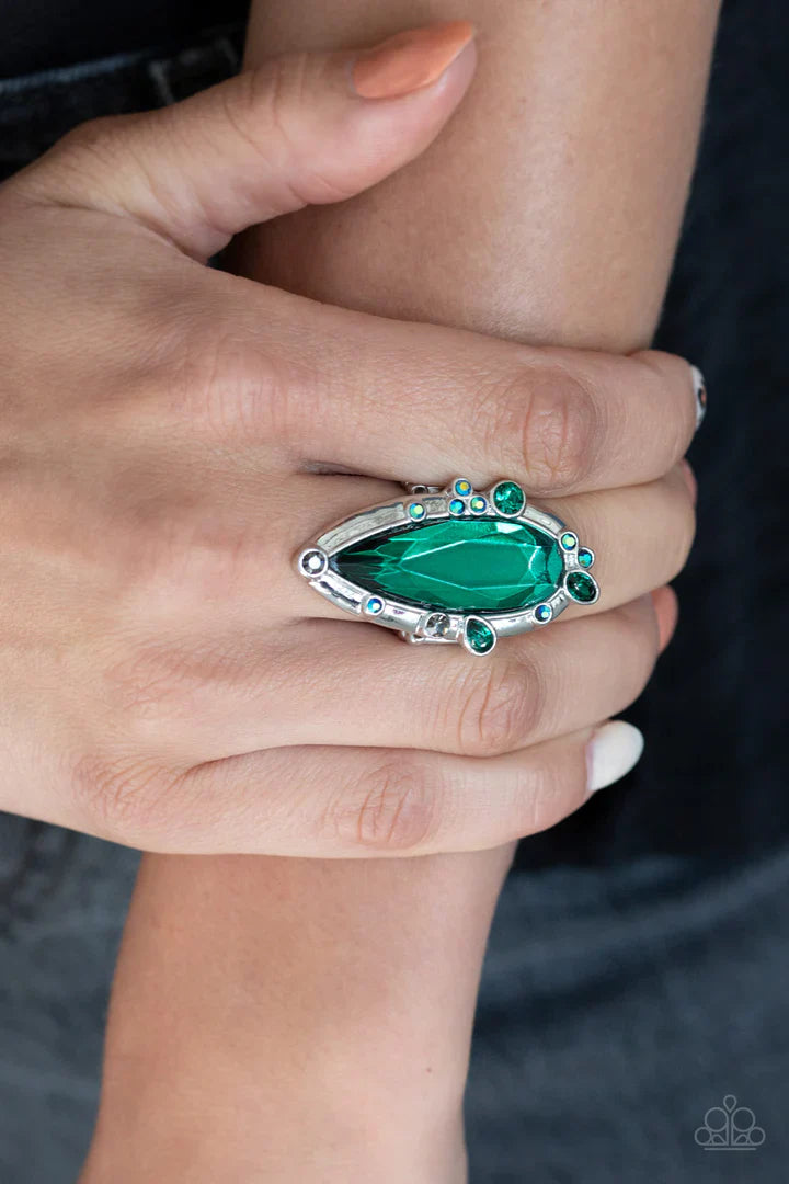 Paparazzi Sparkle Smitten - Green Ring Paparazzi Jewelry Images