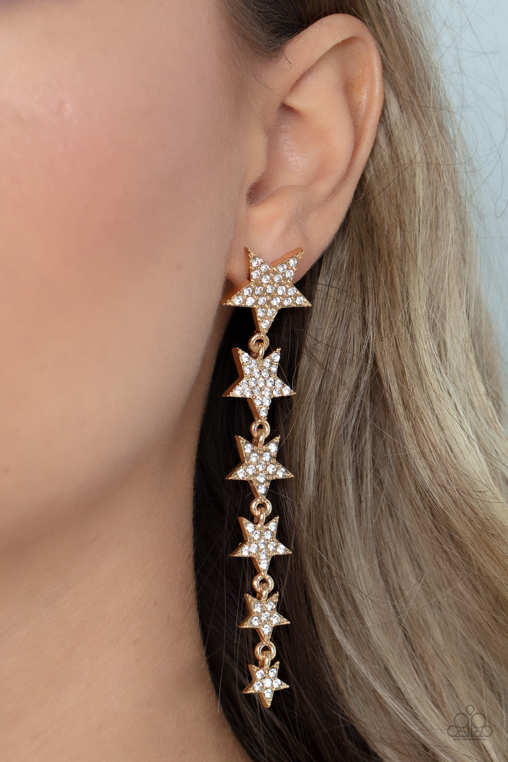 Paparazzi Americana Attitude - Gold Earrings -Paparazzi Jewelry Images