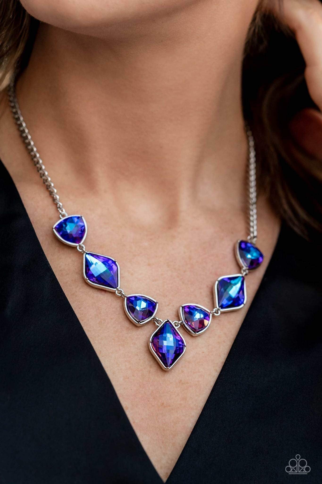 Glittering Geometrics - Purple Necklace - December 2022 Life of the Party | Paparazzi Accessories