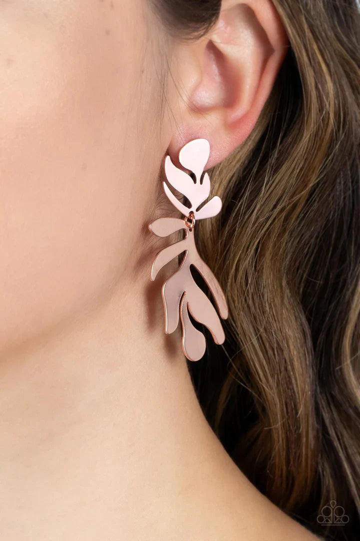 Paparazzi Earrings - Palm Picnic - Copper Earrings Paparazzi Jewelry Images
