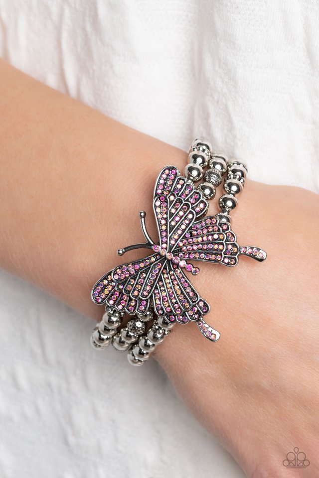 Stretchy Bracelets - Paparazzi First WINGS First - Pink Bracelet Paparazzi Jewelry Images