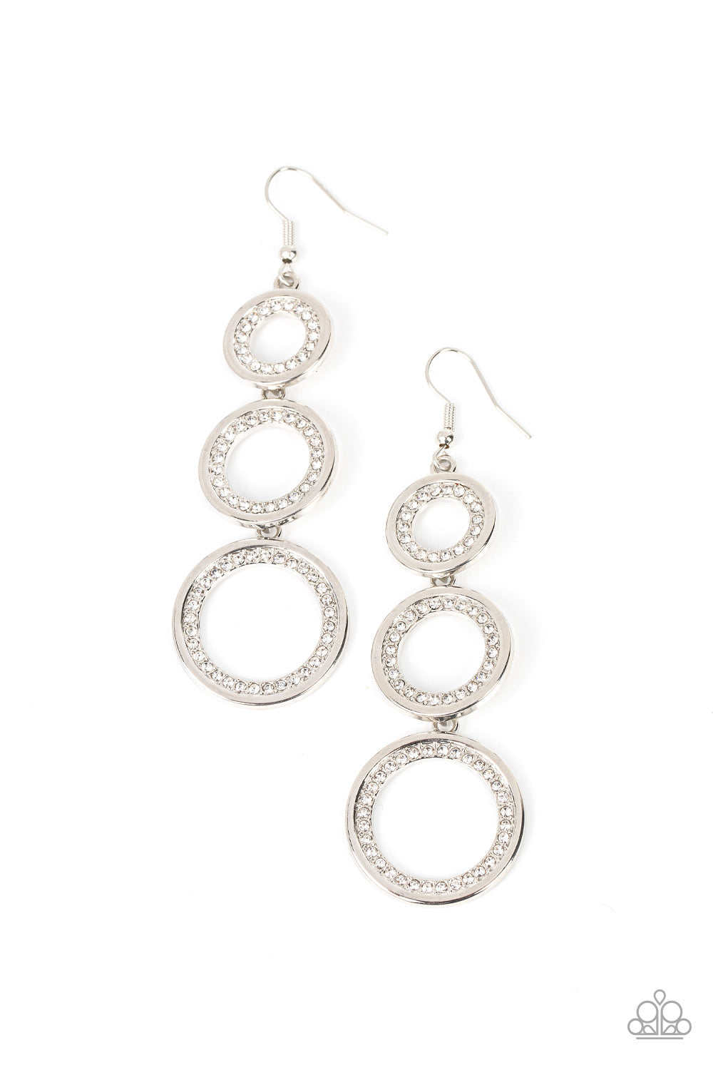 Shimmering in Circles - White Earrings | Paparazzi Accessories