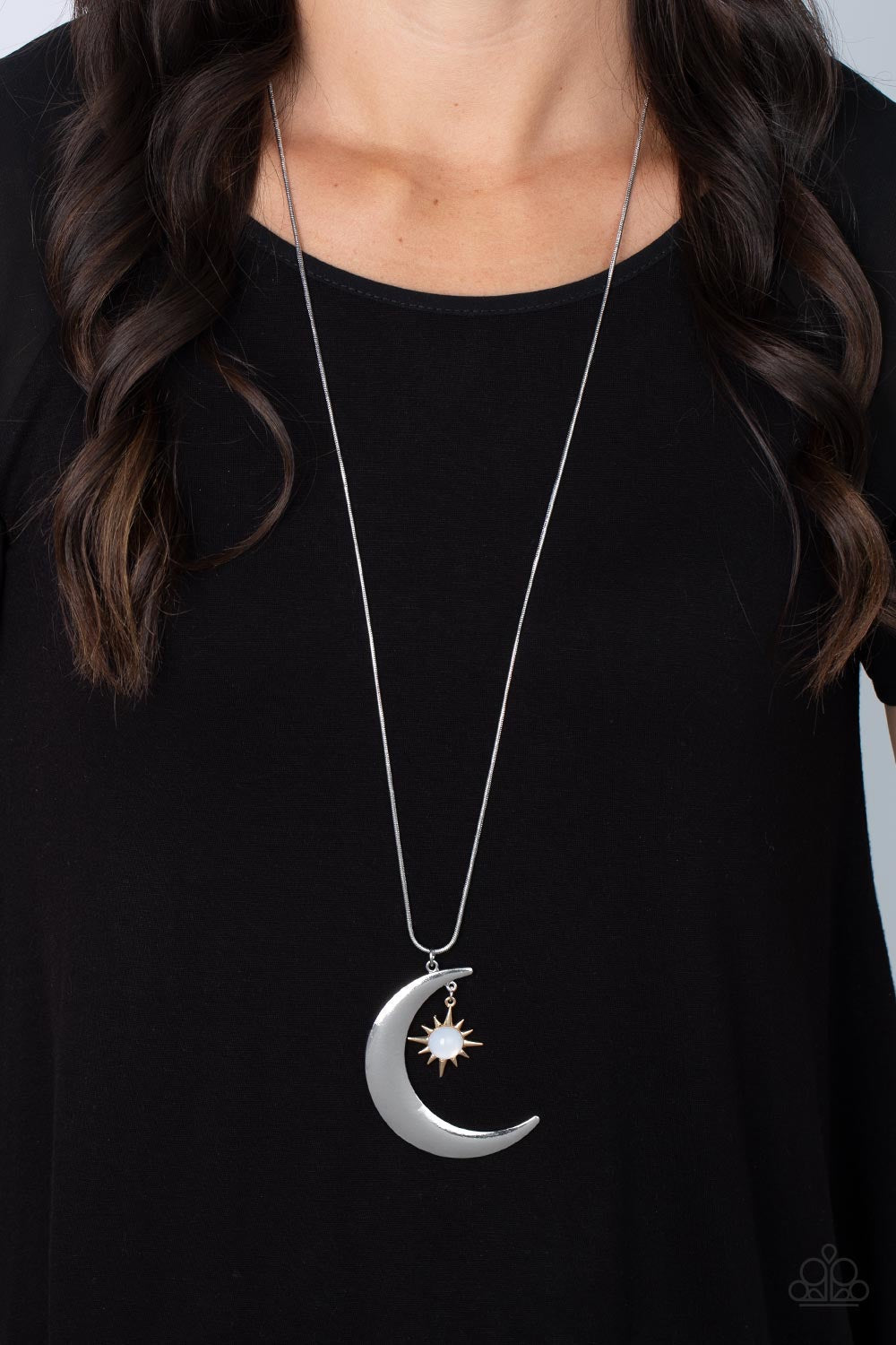 Astral Ascention - Multi Moon Necklace - Silver | Paparazzi Accessories