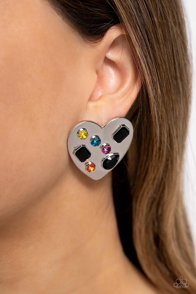 Relationship Ready - Black Heart Earrings | Paparazzi Accessories
