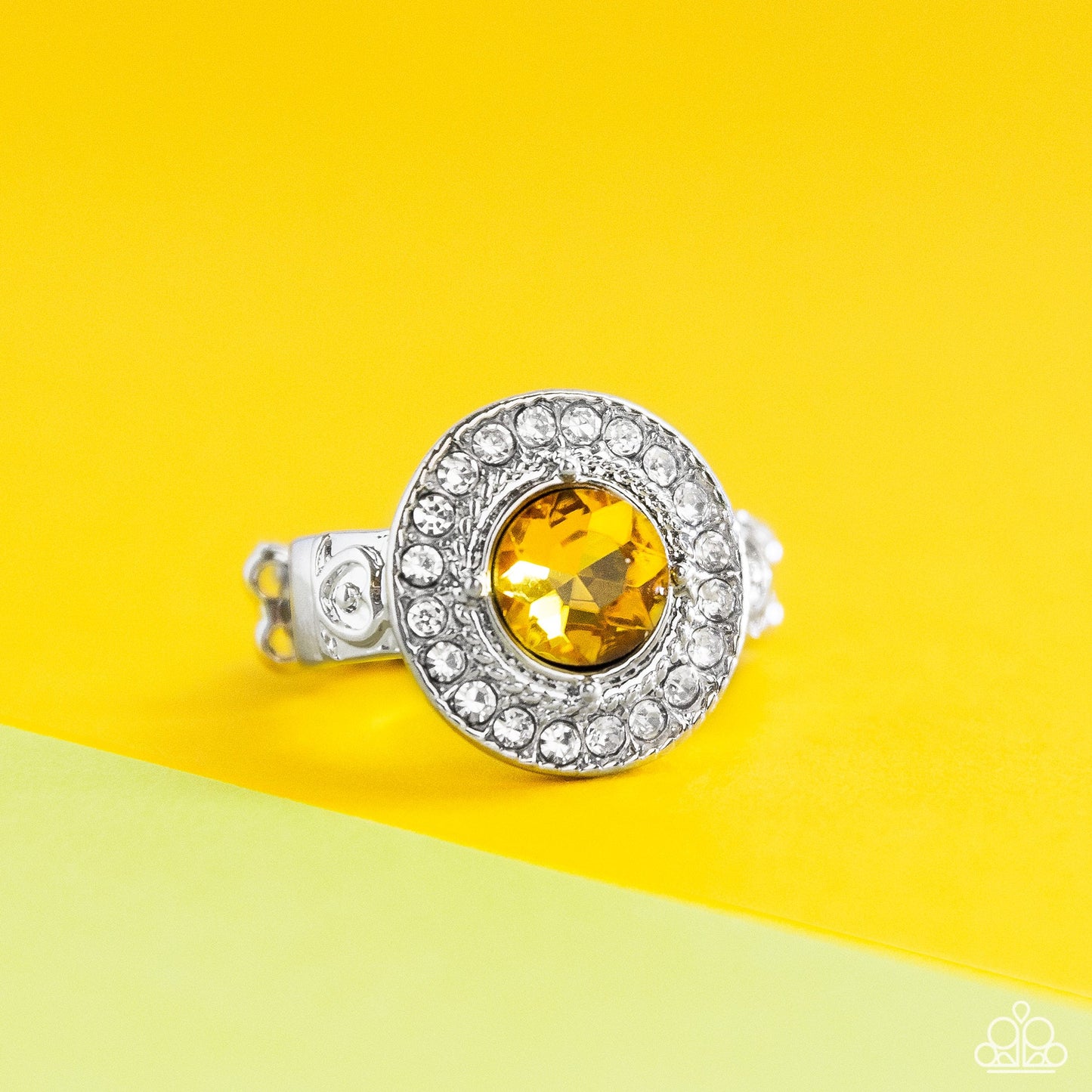 Targeted Timelessness - Yellow Ring - Silver | Paparazzi Accessories