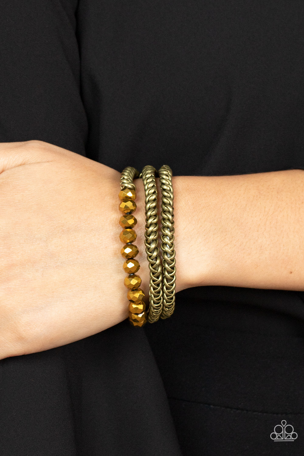 Gutsy and Glitzy - Brass Bracelet | Paparazzi Accessories