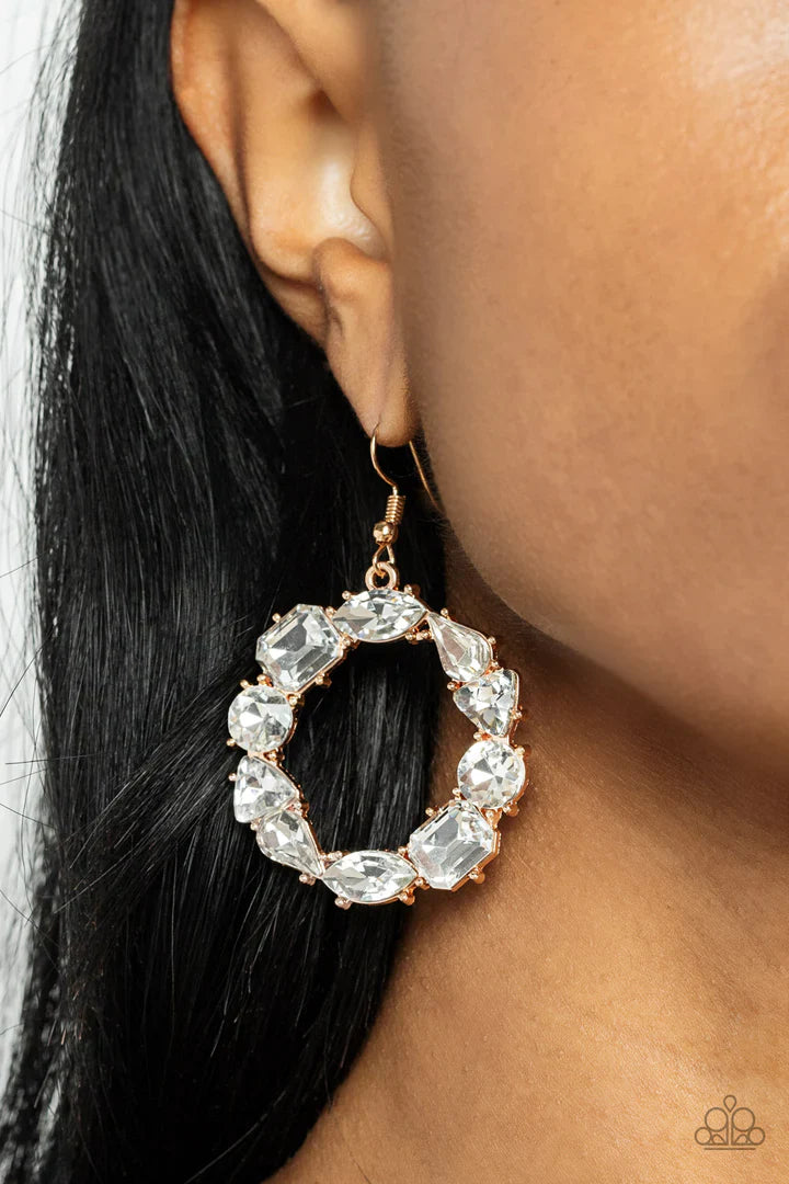 Glowing In Circles - Gold Earrings | Paparazzi Accessories