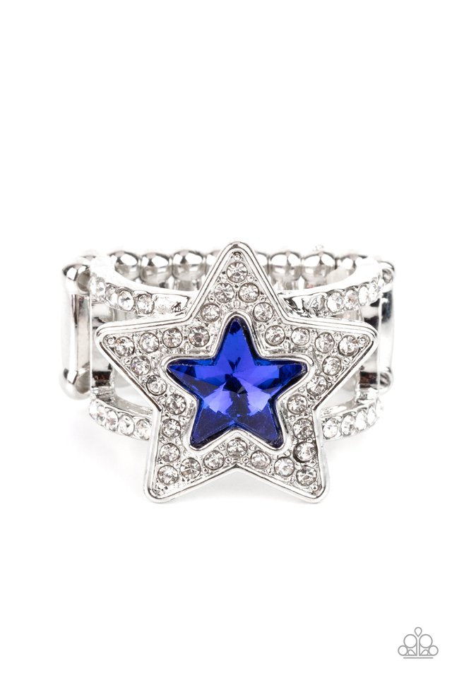 One Nation Under Sparkle - Blue Ring - Silver | Paparazzi Accessories