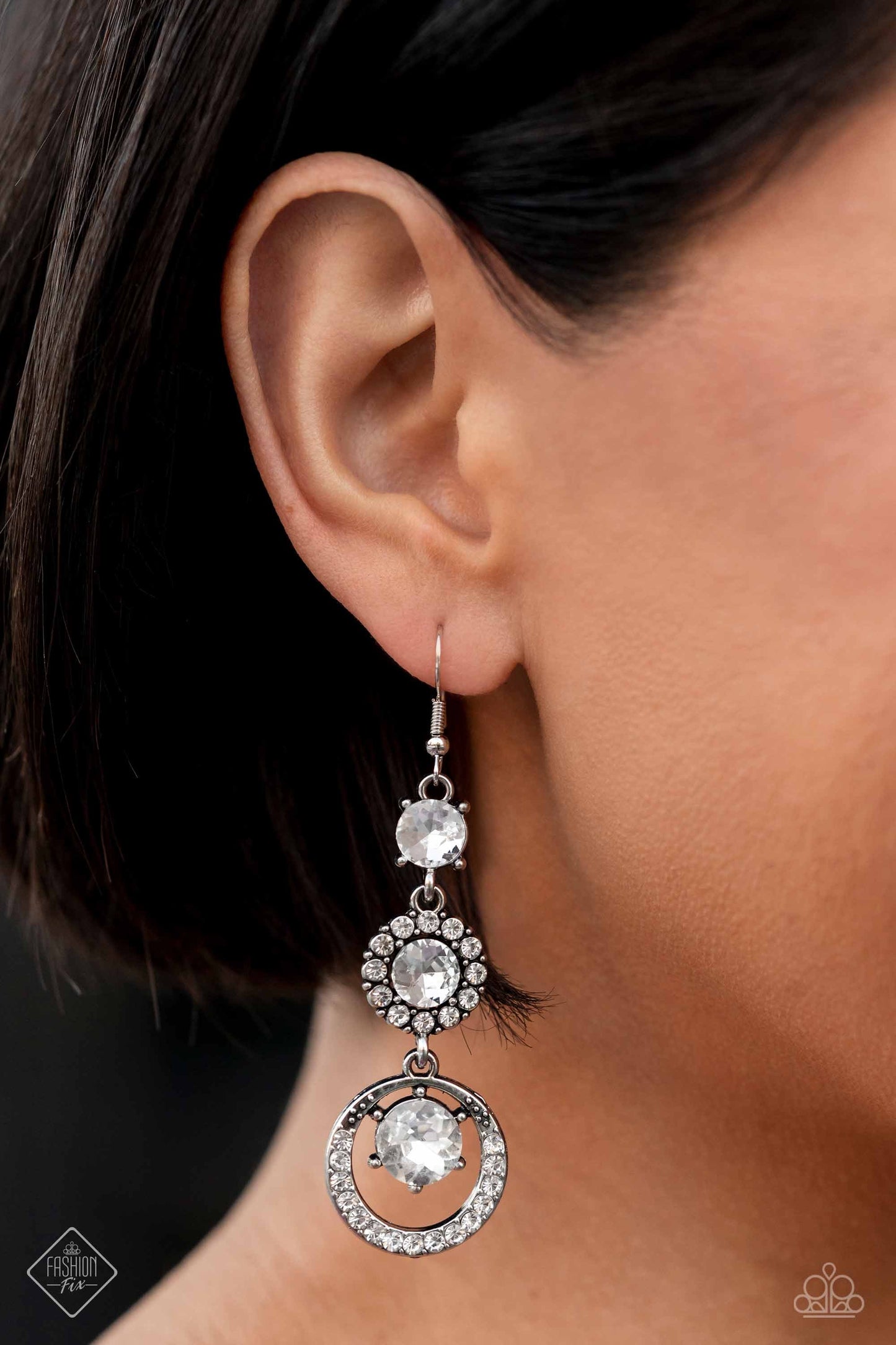 Paparazzi Enchanting Effulgence - White Earrings -Fashion Fix January 2023-Paparazzi Jewelry Images