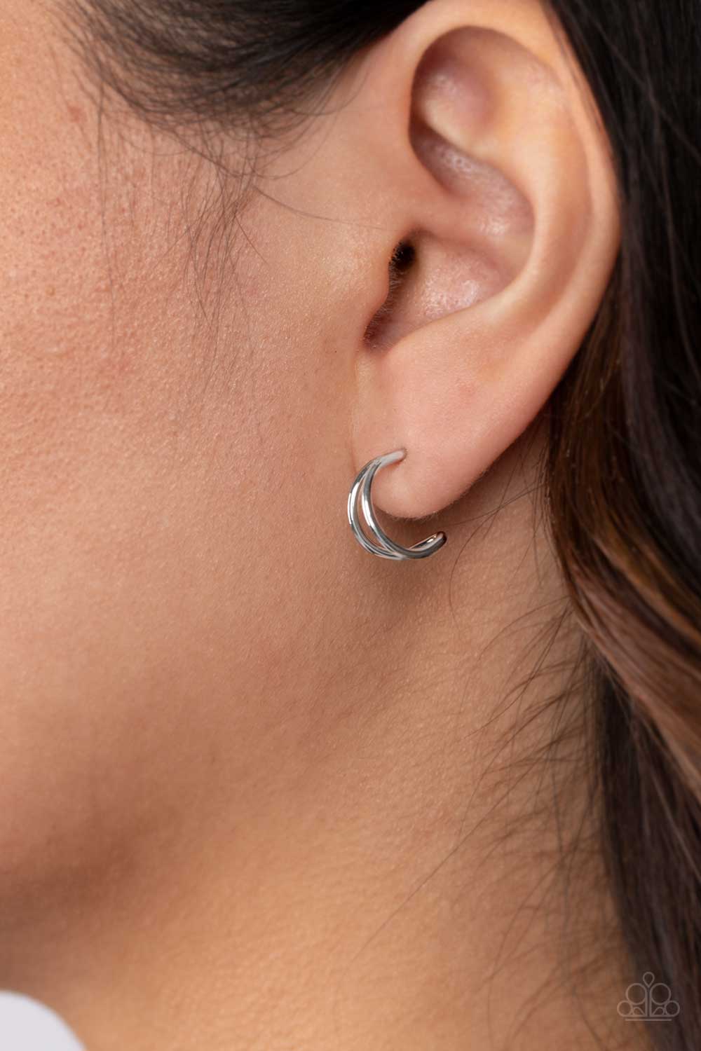 Charming Crescents - Silver Hoop Earrings | Paparazzi Accessories