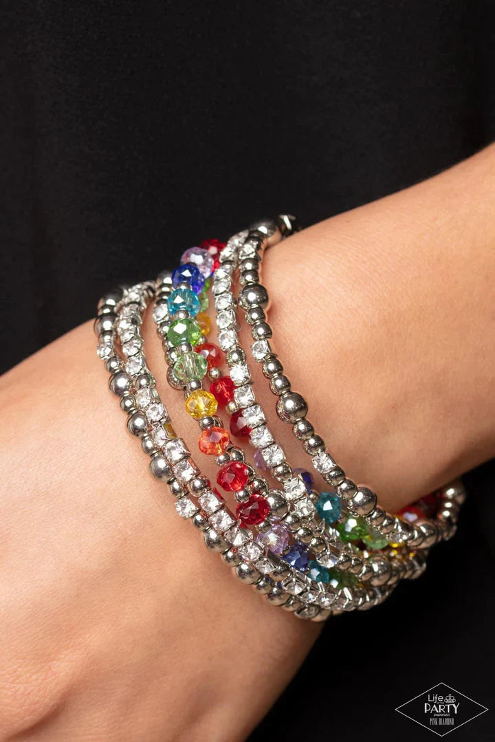 Cute Bracelets - Paparazzi Ice Knowing You - Multi Bracelet - Pink Diamond Life of the Party Paparazzi jewelry image