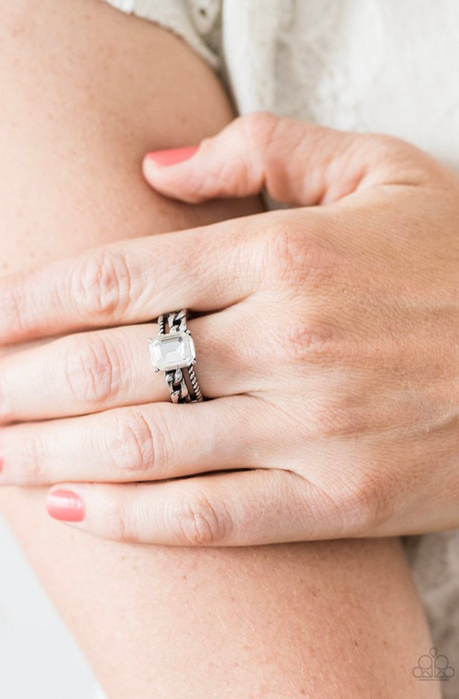 Jewel of my Eye - White Ring | Paparazzi Accessories
